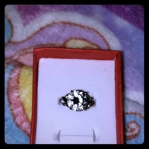 Silver and White Zircon Ring